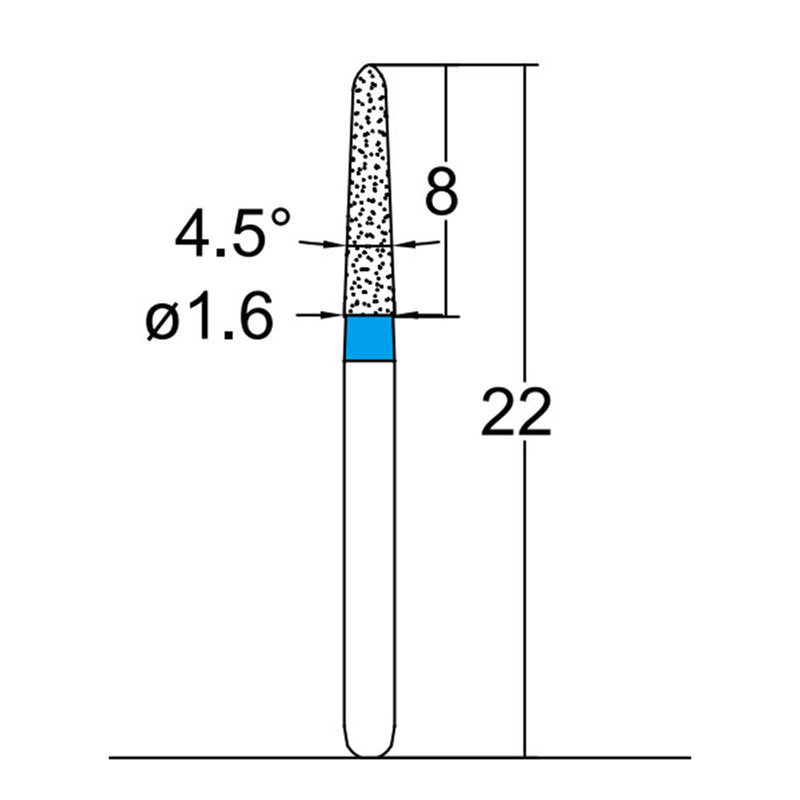 Torpedo, Conical 1.6 mm Dia. Medium Grit Diamond Bur 5 per pack. 294.16M2