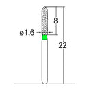 Torpedo, Cylindrical 1.6 mm Dia. Coarse Grit Diamond Bur 5 per pack. 284.16C1 - Osung USA