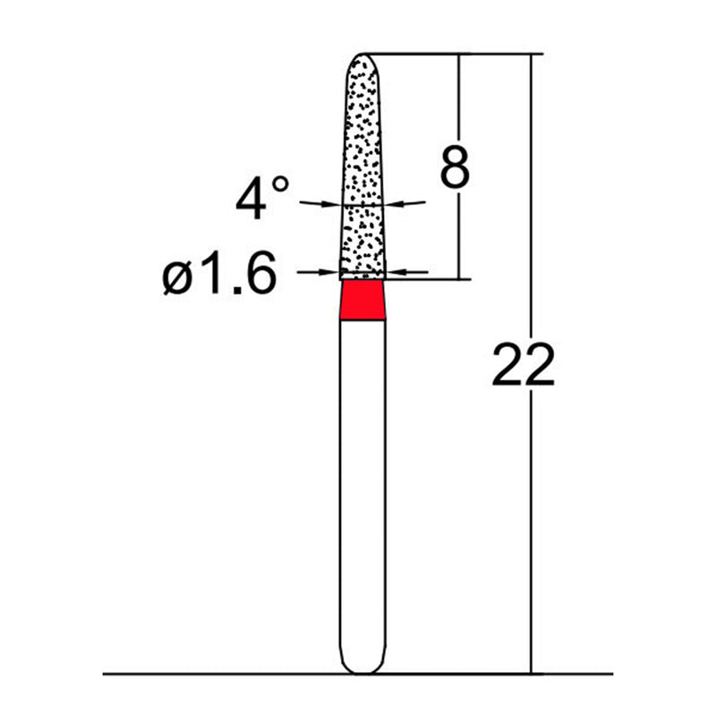Torpedo, Conical 1.6 mm Dia. Fine Grit Diamond Bur 5 per pack. 294.16F3