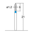 Cylindrical Pointed End 1.2 mm Dia. Medium Grit Diamond Bur 5 per pack. 126.12M1