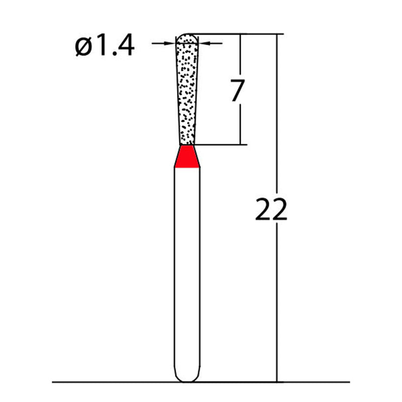 Pear, 1.4 mm Dia. Fine Grit Diamond Bur 5 per pack. 237.14F3