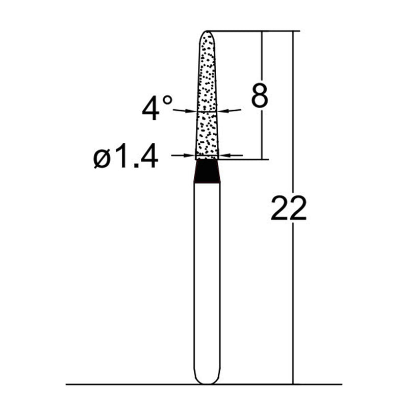 Torpedo, Conical 1.4 mm Dia. Extra Coarse Grit Diamond Bur 5 per pack. 294.14EC3