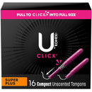 U By Kotex® Click® Compact Tampons Super Plus Unscented, 128/CS