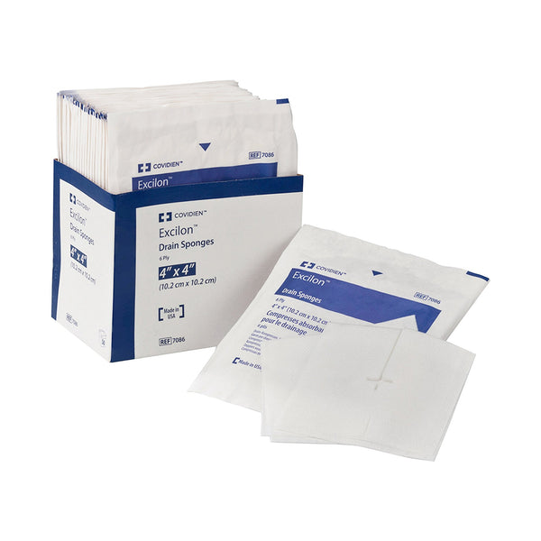 CURITY™ DRAIN SPONGE, 4 X 4 INCH, 6-PLY, SOLD AS 25/CARTON CARDINAL 6242P