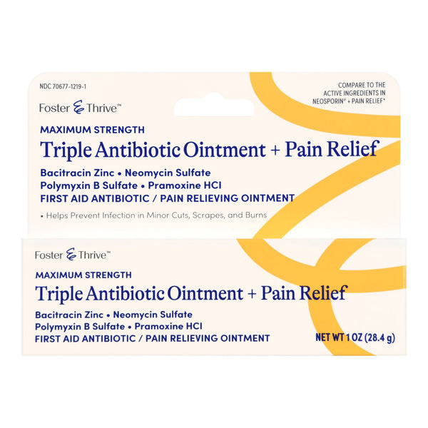 FOSTER & THRIVE™ MAXIMUM STRENGTH TRIPLE ANTIBIOTIC + PAIN RELIEF OINTMENT, SOLD AS 1/EACH MCKESSON 70677121901
