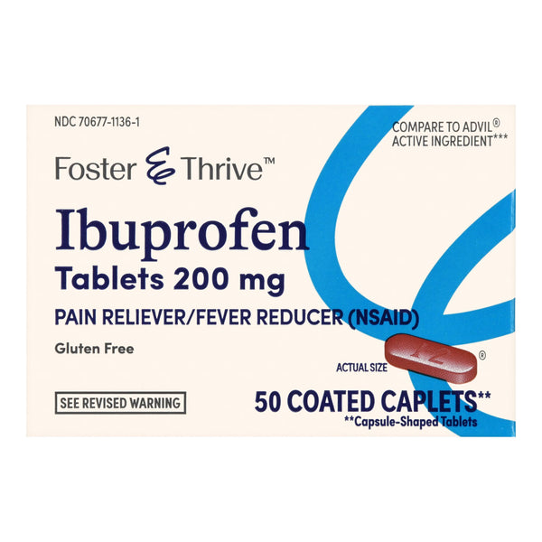 FOSTER & THRIVE™ IBUPROFEN 200 MG COATED CAPLETS, SOLD AS 1/BOTTLE MCKESSON 70677113601
