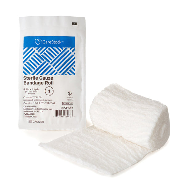 CARESTOCK™ STERILE GAUZE BANDAGE ROLL, STERILE, 4.5 INCH X 4.1 YARD, SOLD AS 100/CASE CARESTOCK CS4264