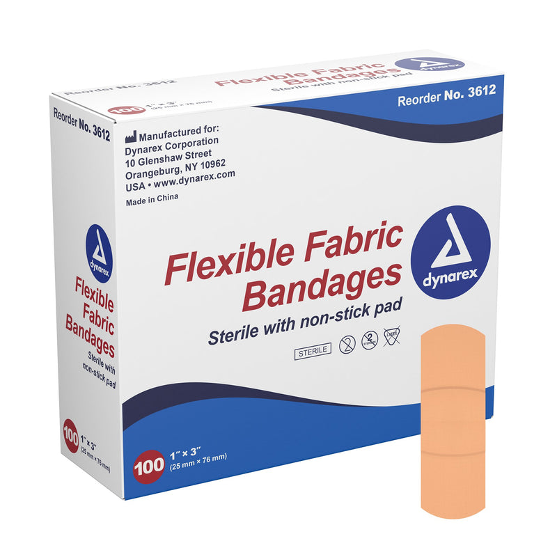 DYNAREX® TAN ADHESIVE FABRIC BANDAGE, 1 X 3 INCH, SOLD AS 2400/CASE DYNAREX 3612
