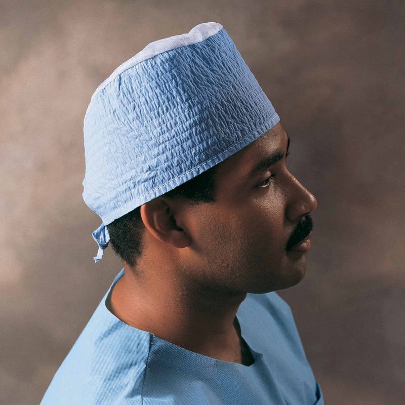 HALYARD BLUE TIES SURGEON CAP, SOLD AS 1/PACK O&M 69520