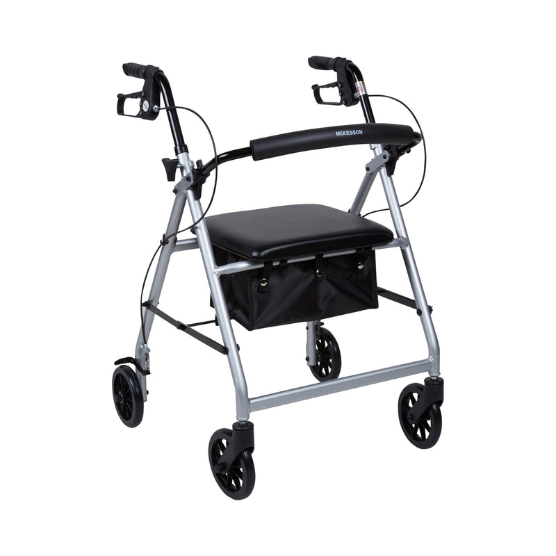 MCKESSON FOLDING ALUMINUM FOUR-WHEEL ROLLATOR, SILVER, SOLD AS 1/EACH MCKESSON 146-R726SL