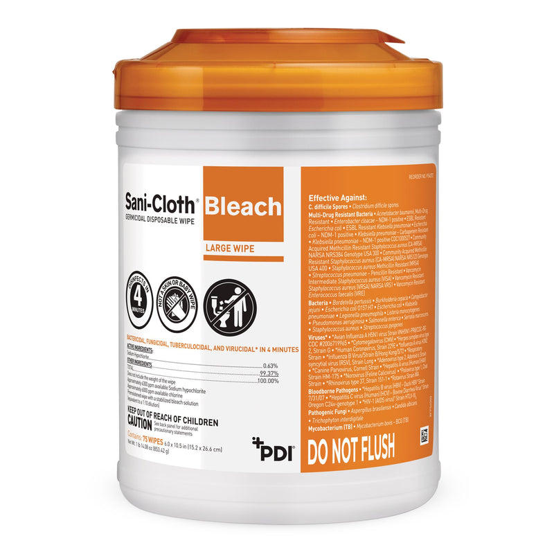 SANI-CLOTH® SURFACE DISINFECTANT CLEANER BLEACH WIPE, 75 WIPES PER CANISTER, SOLD AS 1/CAN PROFESSIONAL P54072