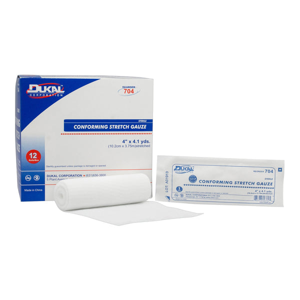 DUKAL™ STERILE CONFORMING BANDAGE, 4 INCH X 4-1/10 YARD, 1-PLY, SOLD AS 96/CASE DUKAL 704