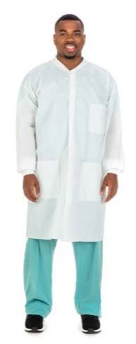 Cardinal Health Lab Coats And Lab Jackets Coat Lab Knit Collar/Cuff 4Xlsnap Front Wht Sms 25/Cs -2316LC