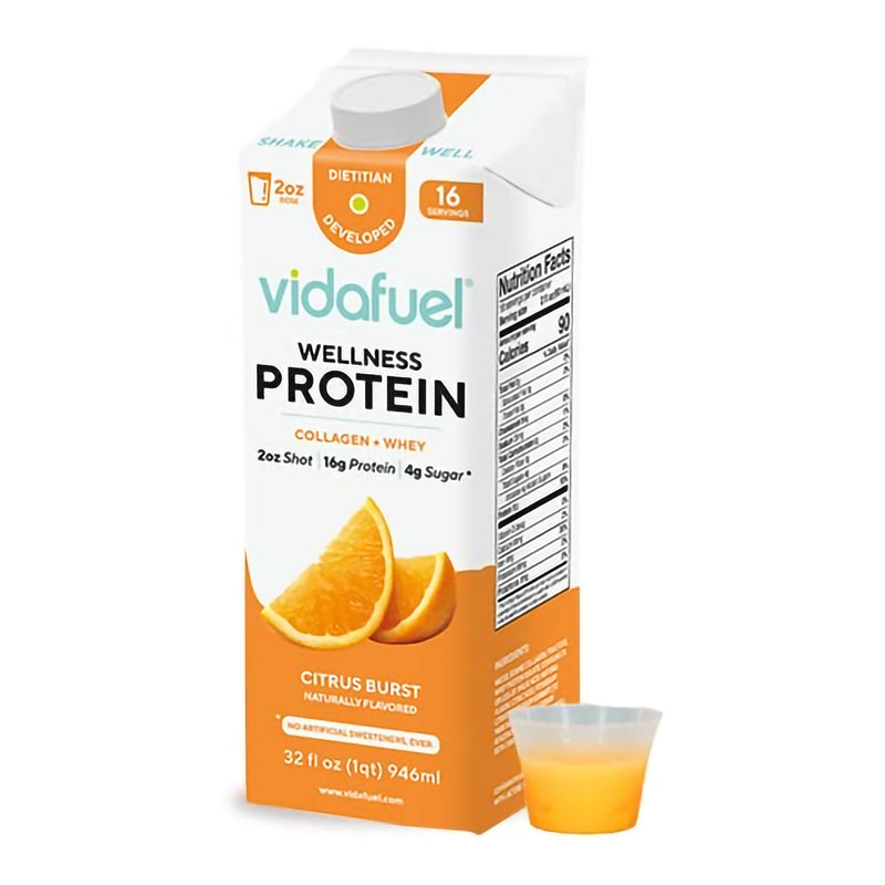VIDAFUEL WELLNESS PROTEIN DRINK WITH COLLAGEN AND WHEY, ORANGE BURST FLAVOR, SOLD AS 1/EACH VIDAFUEL 03-322A