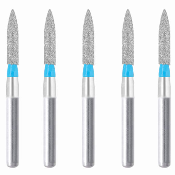 Cylindrical, Ogival End 1.3 mm Dia. Medium Grit Diamond Bur 5 per pack. 245.13M1