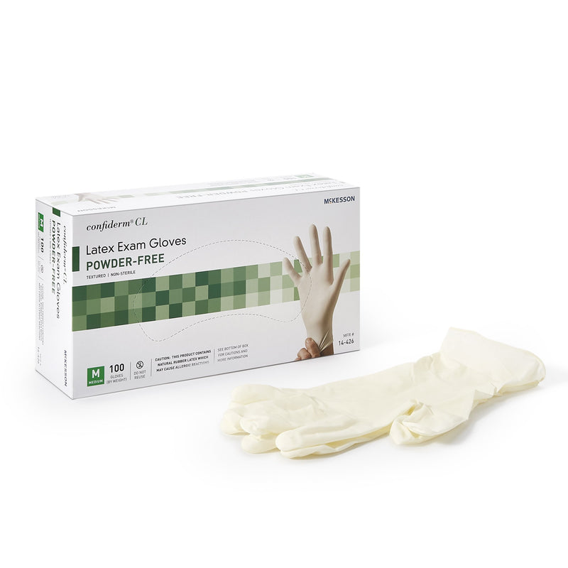 MCKESSON CONFIDERM® CL LATEX EXAM GLOVE, MEDIUM, IVORY, SOLD AS 1000/CASE MCKESSON 14-426