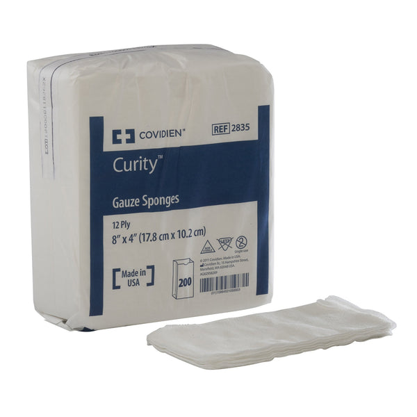 CURITY™ USP TYPE VII GAUZE SPONGE, 4 X 8 INCH, 12-PLY, SOLD AS 2000/CASE CARDINAL 2835-
