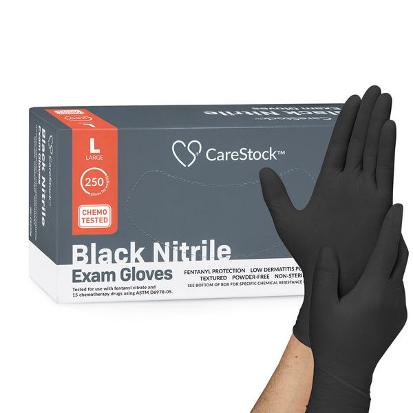 CARESTOCK™ NITRILE EXAM GLOVE, LARGE, BLACK, SOLD AS 250/BOX CARESTOCK CS2776