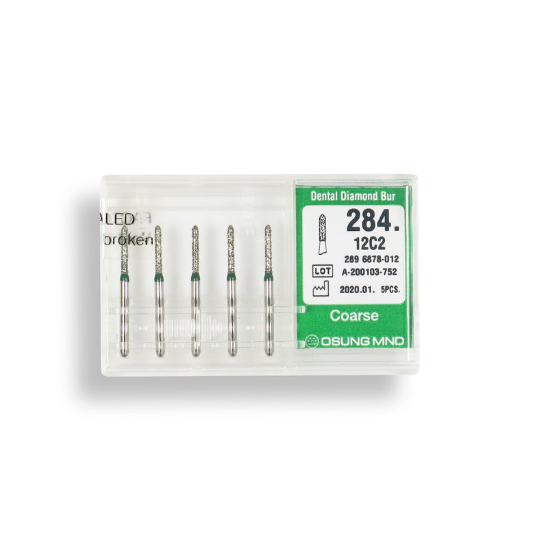 Torpedo, Cylindrical 1.2 mm Dia. Coarse Grit Diamond Bur 5 per pack. 284.12C2