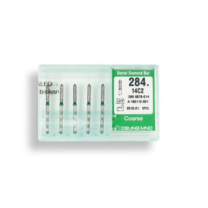 Torpedo, Cylindrical 1.4 mm Dia. Coarse Grit Diamond Bur 5 per pack. 284.14C2