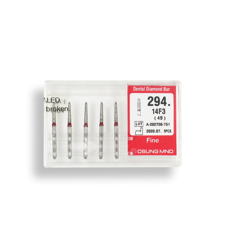 Torpedo, Conical 1.4 mm Dia. Fine Grit Diamond Bur 5 per pack. 294.14F3