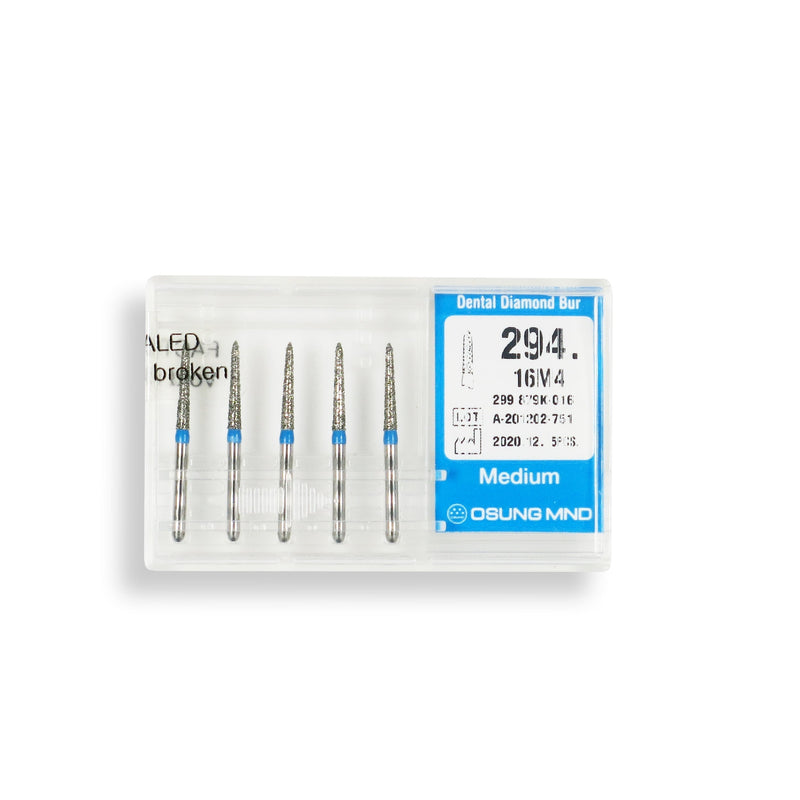 Torpedo, Conical 1.6 mm Dia. Medium Grit Diamond Bur 5 per pack. 294.16M4