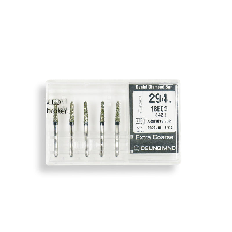 Torpedo, Conical 1.8 mm Dia. Extra Coarse Grit Diamond Bur 5 per pack. 294.18EC3