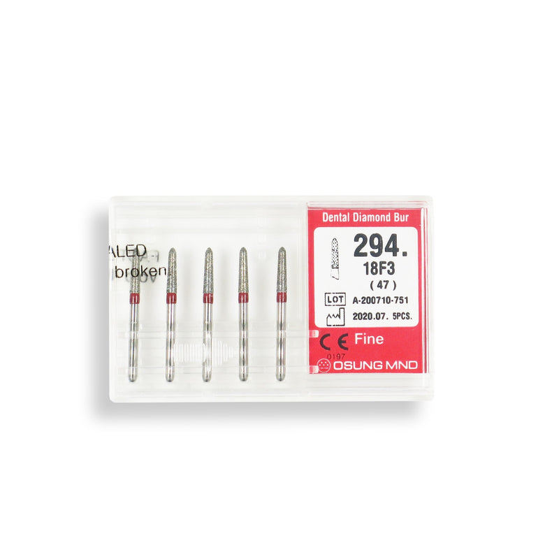 Torpedo, Conical 1.8 mm Dia. Fine Grit Diamond Bur 5 per pack. 294.18F3