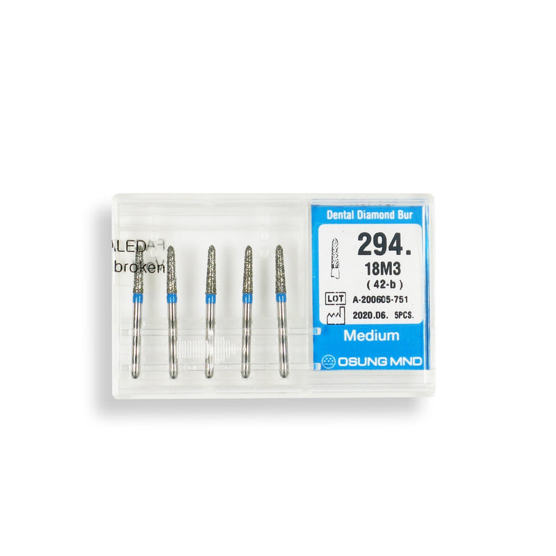 Torpedo, Conical 1.8 mm Dia. Medium Grit Diamond Bur 5 per pack. 294.18M3