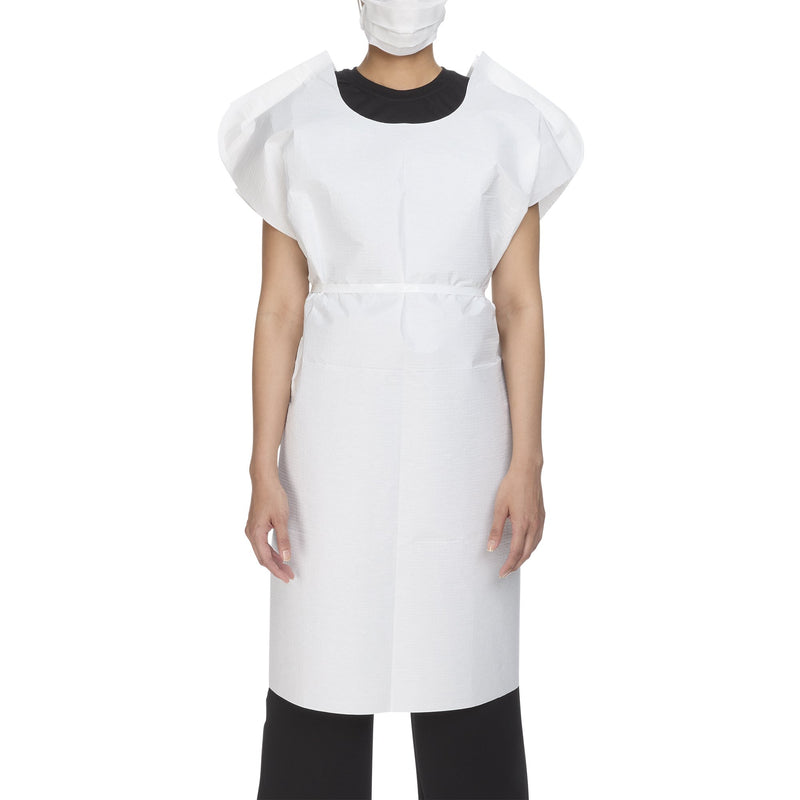 MCKESSON PATIENT EXAM GOWN, ONE SIZE FITS MOST, WHITE, SOLD AS 50/CASE MCKESSON 18-846