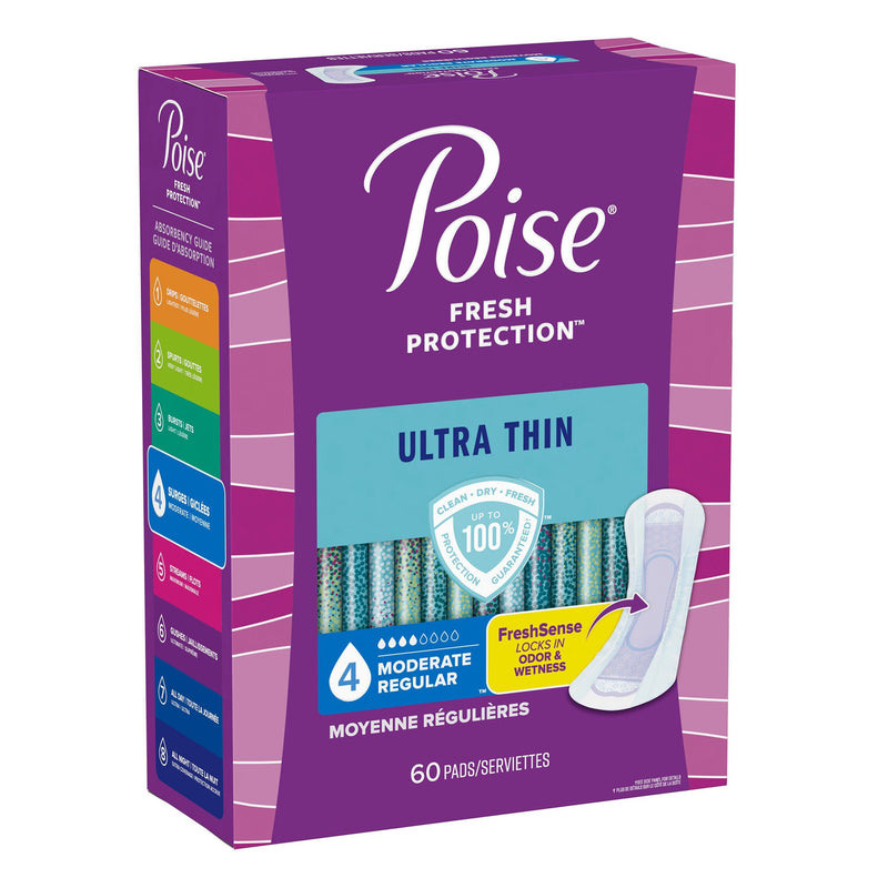 POISE® ULTRA THIN MODERATE BLADDER CONTROL PAD, REGULAR LENGTH, SOLD AS 60/PACK KIMBERLY 51397