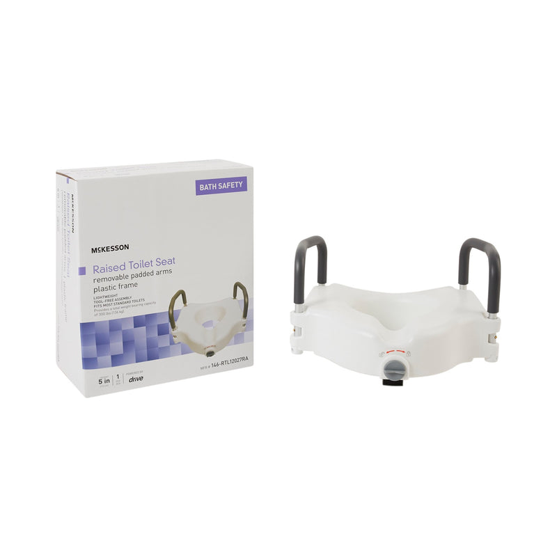 MCKESSON RAISED TOILET SEAT, 5-INCH HEIGHT, WHITE, SOLD AS 1/EACH MCKESSON 146-RTL12027RA