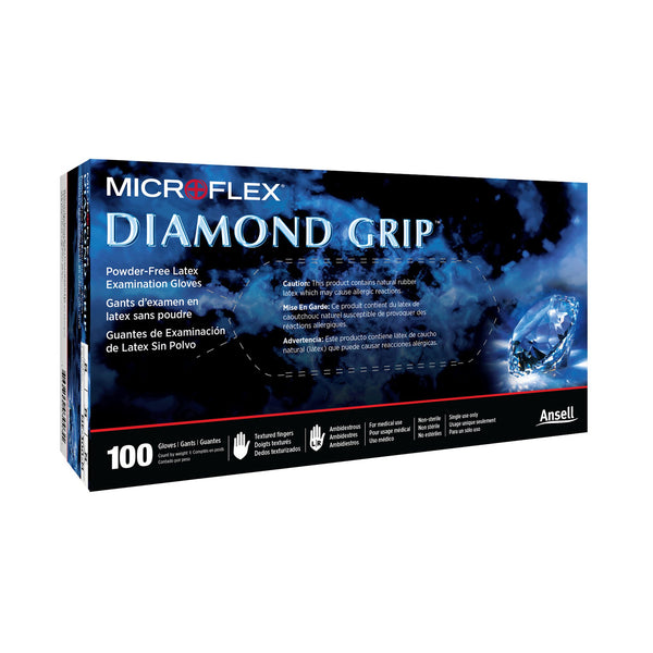 DIAMOND GRIP™ LATEX EXAM GLOVE, MEDIUM, WHITE, SOLD AS 100/BOX MICROFLEX MF-300-M