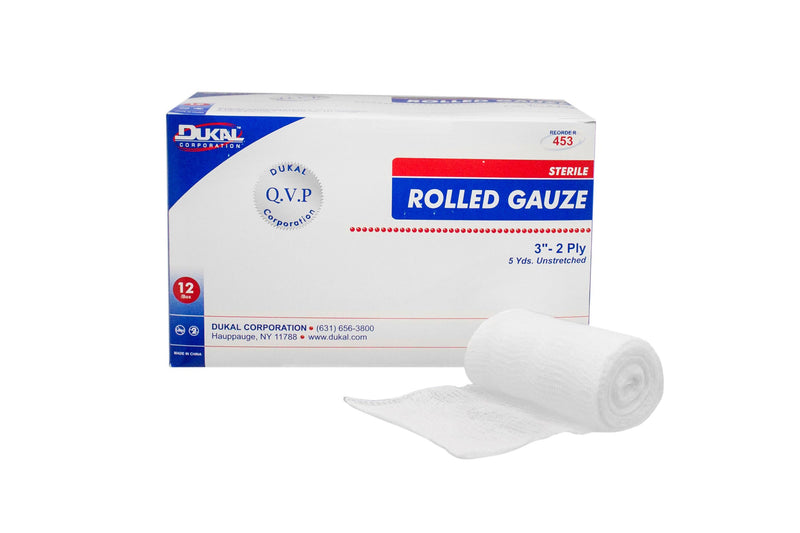 DUKAL™ STERILE FLUFF BANDAGE ROLL, 3 INCH X 5 YARD, TWO-PLY, SOLD AS 12/BAG DUKAL 453