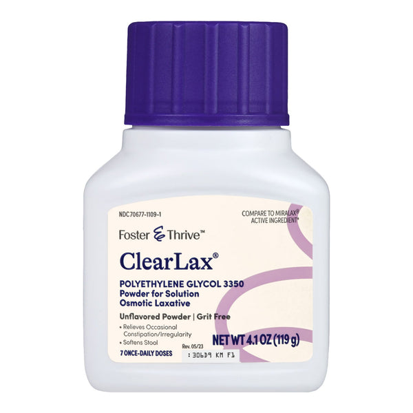FOSTER & THRIVE™ CLEARLAX POLYETHYLENE GLYCOL 3350 POWDER FOR SOLUTION, 4.1-OZ, SOLD AS 1/EACH MCKESSON 70677110901