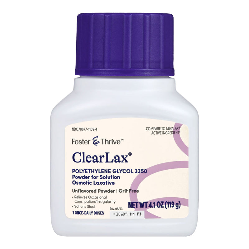 FOSTER & THRIVE™ CLEARLAX POLYETHYLENE GLYCOL 3350 POWDER FOR SOLUTION, 4.1-OZ, SOLD AS 1/EACH MCKESSON 70677110901