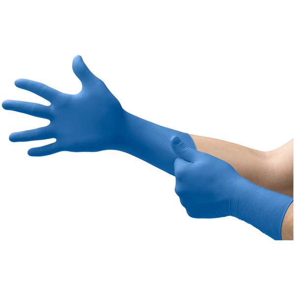 SAFEGRIP® LATEX EXTENDED CUFF LENGTH EXAM GLOVE, SMALL, BLUE, SOLD AS 50/BOX MICROFLEX SG-375-S