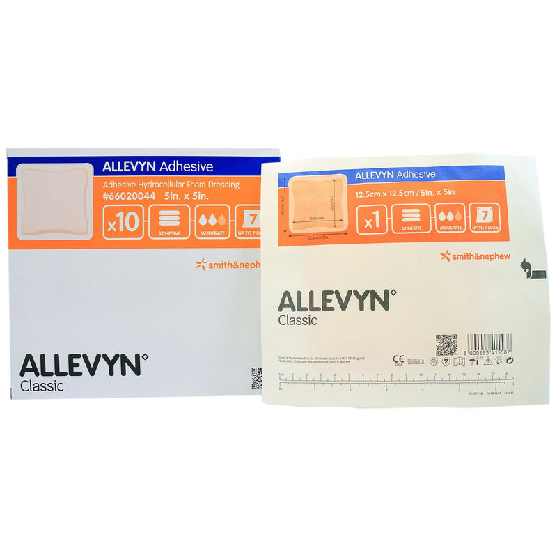 ALLEVYN ADHESIVE WITH BORDER FOAM DRESSING, 5 X 5 INCH, SOLD AS 10/BOX SMITH 66020044