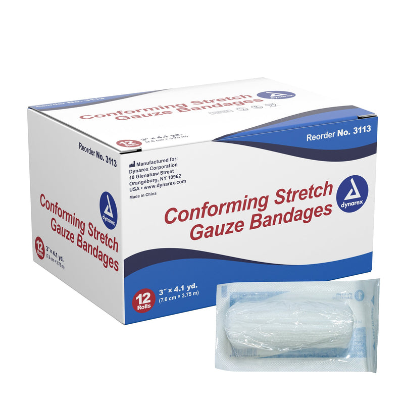 DYNAREX® STERILE CONFORMING BANDAGE, 3 INCH X 4-1/10 YARD, SOLD AS 96/CASE DYNAREX 3113