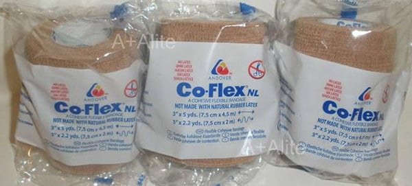 Andover Coflex Non-Woven Cohesive Bandages Wrap Selfadherent 3X5Ydtan 24Rl/Cs -3300TN024-CASE