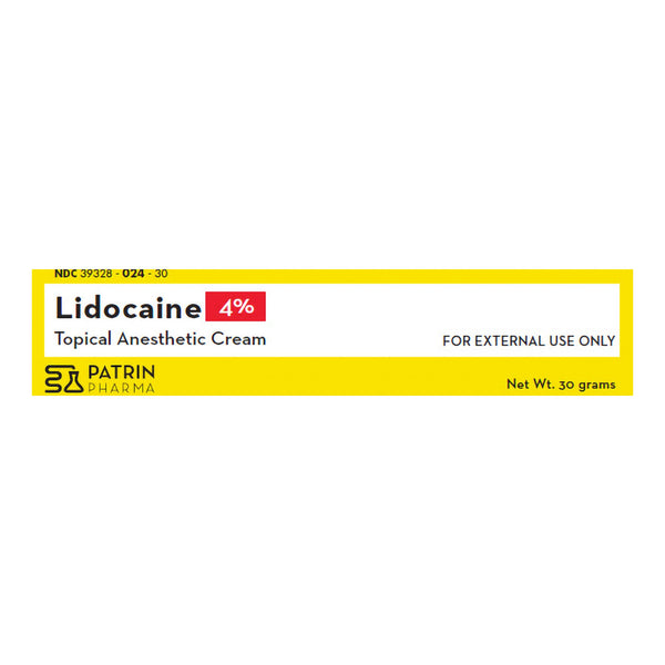 PATRIN PHARMA 4% LIDOCAINE TOPICAL ANESTHETIC CREAM, SOLD AS 1/EACH PATRIN 39328002430
