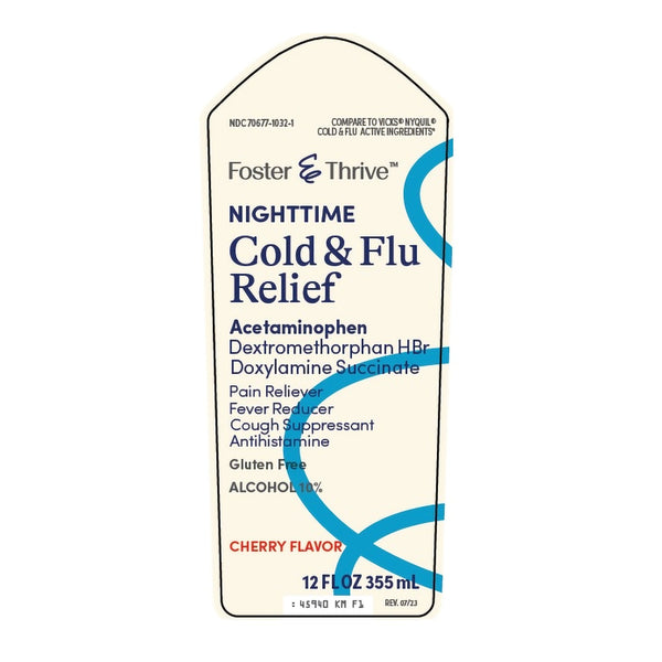 FOSTER & THRIVE™ NIGHTTIME COLD & FLU LIQUID RELIEF, CHERRY FLAVOR, SOLD AS 1/EACH MCKESSON 70677103201