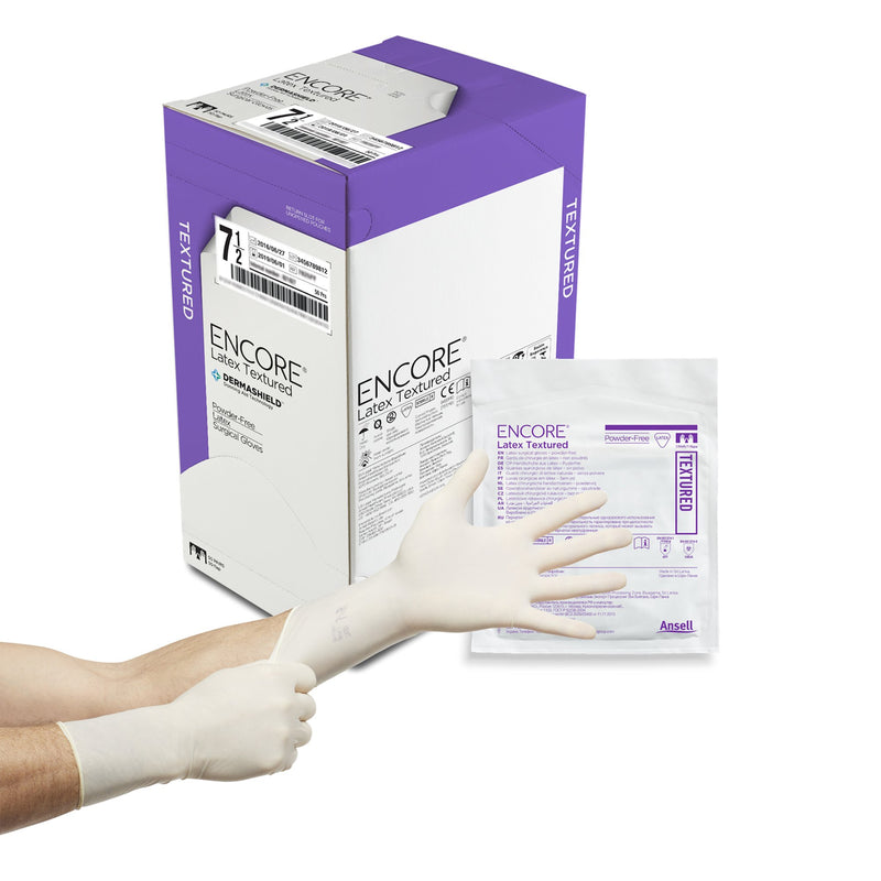 ENCORE® LATEX TEXTURED SURGICAL GLOVE, SIZE 7.5, IVORY, SOLD AS 50/BOX ANSELL 5785004