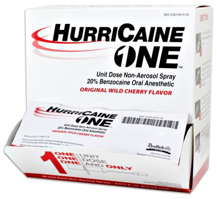 HURRICAINE® BENZOCAINE ORAL PAIN RELIEF, WILD CHERRY FLAVOR, 5 ML UNIT DOSE, SOLD AS 25/BOX BEUTLICH 00283061026