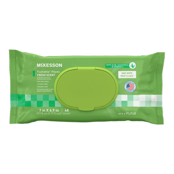 MCKESSON FLUSHABLE* WET WIPES - SCENTED, 48 WET WIPES PER PACK, SOLD AS 576/CASE MCKESSON FLF48