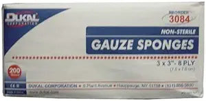 DUKAL WOVEN COTTON GAUZE SPONGES. SPONGE GAUZE 3X3 12PLY NS200/BG 20BG/CS, CASE - BriteSources
