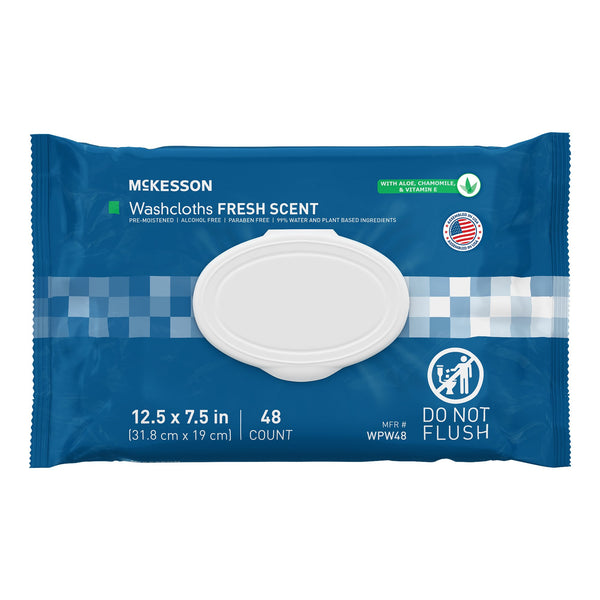 MCKESSON® FRESH SCENT WASHCLOTHS, 48 CT., SOLD AS 576/CASE MCKESSON WPW48