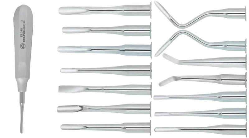 Dental Elevator Kit - Metal Handle - 14 pcs - Osung USA