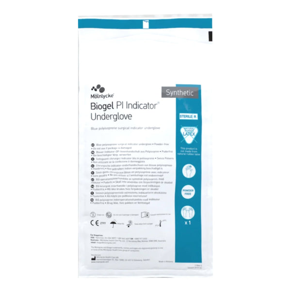 BIOGEL® PI INDICATOR POLYISOPRENE SURGICAL UNDERGLOVE, SIZE 6.5, BLUE, SOLD AS 50/BOX MOLNLYCKE 41665