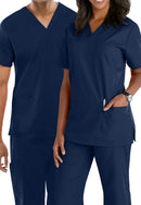 SCRUB TOP, UNISEX, V-NECK, LOWER POCKET, NAVY, 2X-LARGE, SOLD AS EACH ENCOMPASS 10000647